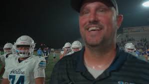 Airline’s Justin Scogin moments after receiving Gatorade shower. Vikings  win District 1-5A, again. , Highlights coming soon 🎥