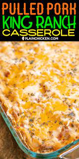 It makes quite a bit and it great served over rice noodles or rice or just by itself. Pulled Pork King Ranch Casserole A Delicious Twist On A Classic Tex Mex Dish This Isn Pulled Pork Leftover Recipes Pork Roast Recipes Shredded Pork Recipes