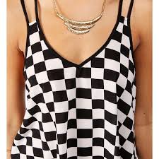 Black And White Checkered Tank Top Black White Checkered Tank Top 27 Liked On Polyvore Tops Tank Tops Women