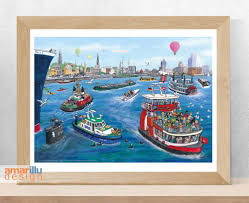 Bilder Hamburger Hafen Poster Din A3 Ein Designerstuck Von Amarillu Bei Dawanda Wimmelbild Poster Hafen