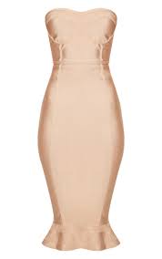Relevance lowest price highest price most popular boohoo tall bandage frill hem midi dress. Camel Frill Hem Bandage Midi Dress Dresses Prettylittlething Il