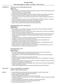 Human resources generalist job description exempt: Senior Hr Specialist Resume Samples Velvet Jobs