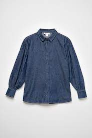 I am between sizes so ordered up so i could use as a light jacket. Puff Sleeve Denim Shirt Nu In