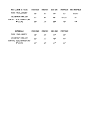 martingale size chart