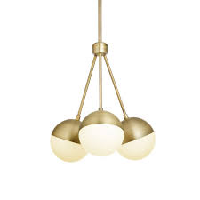 Lights Com Ceiling Chandeliers Powell Led 3 Light Chandelier With White Globes Aged Brass