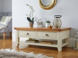 Complete your living room with eq3's modern coffee tables. Country Oak Cream Painted Large 4 Drawer Coffee Table With Shelf