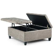 Best seller in kids' ottomans. Simpli Home Harrison 36 In Traditional Square Storage Ottoman In Distressed Grey Taupe Faux Air Leather Axcot 265 Dtp The Home Depot