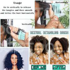 Whether your hair is relaxed or natural, detangling takes patience and a gentle touch. Buy Bestool Detangling Brush For Black Natural Hair Detangler Brush For Natural Black Hair Curly Hair Afro 3 4abc Texture Faster N Easier Detangle Wet Or Dry Hair With No Pain Black Online