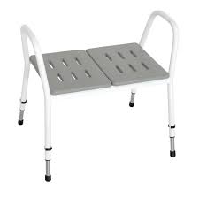 Featuring a rectangular table, two saddle stools, and a bench, this set offers space to seat four. Shower Bench Soft Seat Handicare International