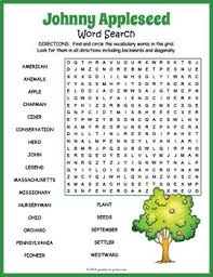 Johnny Appleseed Word Search Puzzle History For Kids Johnny Appleseed Vocabulary Words