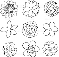 Sketch Drawing Of Flowers High Resolution Jpg File Included Black And White Cartoon Cartoon Flowers Flower Coloring Pages