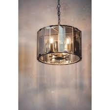 It fills the room with a soft, warm and welcoming glow. Endon Collection 61281 Clooney 4 Light Ceiling Pendant In Slate Grey Finish With Smoked Glass Panels Castlegate Lights
