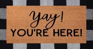 Yay You Re Here Door Mat Welcome Mat Porch Decor Front Door Decor Spring Decor By Nakedgraincreations On Etsy In 2020 Porch Decorating Door Mat Front Door Decor