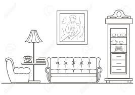 Sometimes also called a sitting room or lounge, the living room is the space where the home owners and family members gather to spend time together. Linear Architectural Sketch Living Room Front View Royalty Free Cliparts Vectors And Stock Illustration Image 60743588