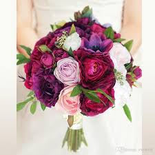 2018 High End Artificial Wedding Bouquet Hand Bouquet For Bride Vintage Dark Red Bridal Bouquet Ho Flower Bouquet Wedding Purple Bride Bouquet Wedding Bouquets