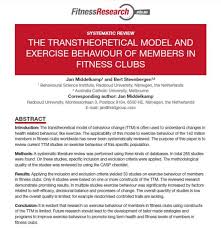 The transtheoretical model (prochaska & diclemente, 1983; The Transtheoretical Model And Exercise Behaviour Of Members In Fitness Clubs Systematic Review Blackboxfitness