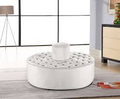 Banquet Cream Ottoman 104 Meridian Furniture Ottomans Meridian Furniture Round Tufted Ottoman Cream Ottoman