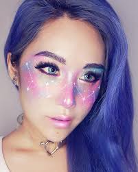 galaxy face makeup creates the swirling