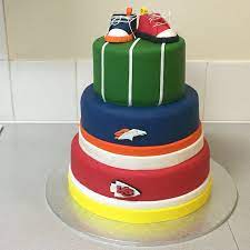 Baby Shower Cake Football Theme Denver Broncos Versus Kansas City Chiefs Cake Baby Shower Cakes Sports Shower