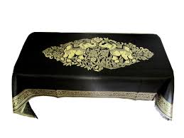 All sizes are approximate measurements. Thai Elephant Table Cloth Rectangle Polyester Embroidered Boho Gold Brocade Floral Table Cover Wedding Party Formal Dining Room 80x40 Inches Black Buy Online In Gambia At Gambia Desertcart Com Productid 110464075