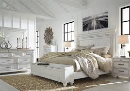 1 queen bed, 1 dresser, 1 mirror, 2 nightstands, 1 chest bed: Kanwyn Whitewash Queen Panel Storage Bedroom Set Lexington Overstock Warehouse