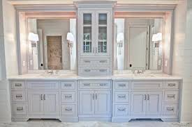 Bathroom Tower Cabinet Gorgeous Double Vanity With Center Tower For Extra Storage By Custom Ca Bathroom Storage Tower Master Bathroom Vanity Master Bath Vanity