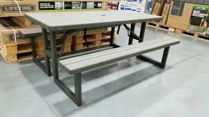 This model comes in brown with a wood grain texture and a bronze round folding frame that includes an umbrella hole and. Lifetime 6ft Folding Bench Off 50