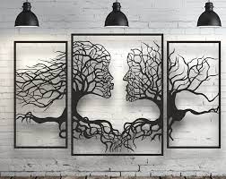 Metal Wall Art Decor 3d Sculpture 3 Piece Oak Tree Modern Etsy Tree Wall Art Stencil Wall Art Metal Wall Art Decor