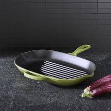 Free Shipping Shop Le Creuset Signature Spinach Green Grill Pan Clad In Smooth Porcelain Enamel In A Grill Pan Griddles And Grill Pans Le Creuset Cookware