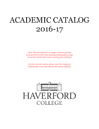 Archived - Haverford College Course Catalog 2016-2017