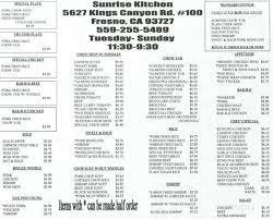 Maybe you would like to learn more about one of these? Menu Of Sunrise Kitchen In Fresno Ca 93727