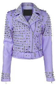 New Handmade Purple Color Women S Silver Studded Bikers Leather Jacket Coats Jackets Studded Jacket Leather Jacket Pink Leather Jacket