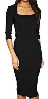 Womens Square Neck Business Bodycon Dress Half Sleeve Midi Office Work Dresses Undefined Undefined Work Party Dress Pencil Dress Fashion