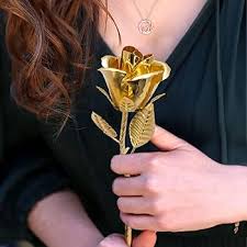 Fiore Vero Placcato Oro Rosa Vera Immersa In Oro 24K