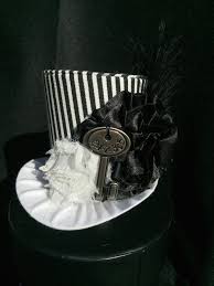 Black And White Striped Top Hat Black And White Striped Mad Hatter Mini Top Hat For Dress Up Birthday Tea Party Or Photo Prop Mini Top Hat Top Hat Black And White Tops