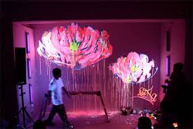 In Our Dream Home Neon Blacklight Paintings Neon Painting Neon Flowers Art