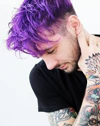 Purple isn't associated with a gender, but it is commonly associated with royalty and regal things (hence crown r. Pin By Tim Uhlmann On Guys Blue Tips Hair Men Blonde Hair Men Hair Color