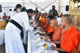 Sangika alms giving at GotaGoGama - Caption Story | Daily Mirror