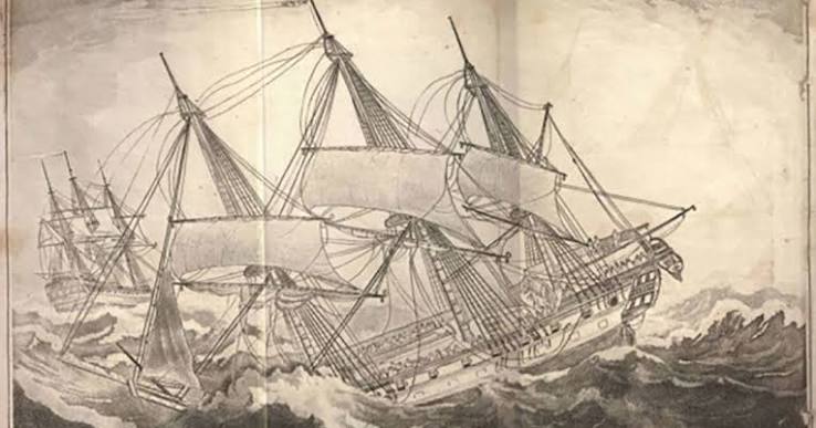 A survivor's account of the sinking of an East India Company ship in 1807