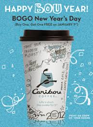 You can get an offer that's good for a free beverage of any size when you sign up for caribou perks points (free to join). Caribou Coffee Bogo Drinks On New Year S Day