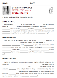 Restaurants Word Bank Words Lesson Plans