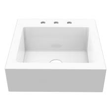 We can stain the whole vanity. Anna Quickfit Drop In Farmhouse Fireclay 25 85 In 3 Hole Single Bowl Kitchen Sink In Crisp