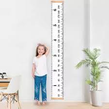 Kids Height Ruler Chart Growth Wooden Children Wall Hanging Personalised Measure Kids Growth Chart Wood Frame Fabric Canvas Height Measurement Ruler