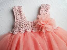 Girl Tulle Dress With Stretch Crochet Top Flower Girl Tulle Dress In Coral Pink Crochet Tutu Baby Tulle Dress Crochet Baby Dress