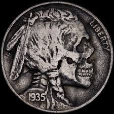 Original Hand Carved Buffalo Nickel Skull Hobo Nickel Coin Etsy Coins Hobo Nickel Hand Engraving