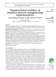 Pdf Organizational Enablers Of Business Process Reengineering Implementation An Empirical Study On The Service Sector