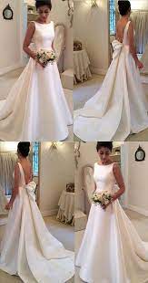 Open Back Wedding Dresses Aline Backless Simple Cheap Long Train Bridal Gown Jkw192 Long Train Wedding Dress Top Wedding Dresses Wedding Dress Trends