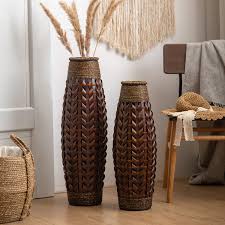 On glass vases depot, floor vases are you'll also find that these oversized vases can easily find a place in home family rooms, living rooms, and dining. Buy Huidao Tall Floor Vase 28 High Bamboo And Grass Standing Vase Floor Vase For Home Office Living Room Decor Style 1 Large Online At Low Prices In India Amazon In