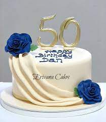 Ivory And Blue 50th Birthday Cake 50th Birthday Cakes For Men 50th Birthday Cake Images Birthday Cakes For Men