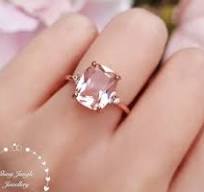 Cushion cut Morganite ring, Morganite engagement ring, three stone  Morganite ring, white gold plated sterling silver, pink stone ring